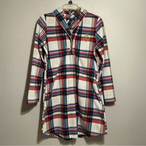 LAUREN Ralph Lauren Plaid white and red fleece pajama‎ dress w/ pockets Size S